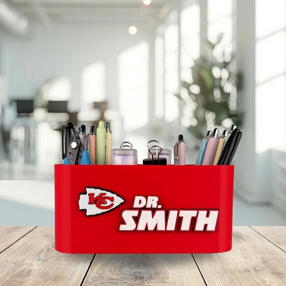 Personalized Kansas City Chiefs Desk Organizer, Chiefs Gift, Chiefs Office Decor - Picture 3 of 10